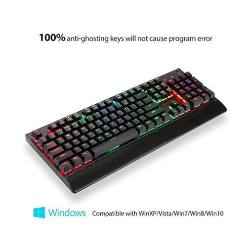 Redragon K557 RGB Backlit Mechanical Gaming Keyboard with Blue Switches, Aluminum Base, Anti-ghosting 104 Keys - Image 6