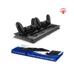 Ultrathin Charging Heat Sink Cooling Fan with Vertical Stand for Sony Playstation 4 slim with Dual Controllers Charger