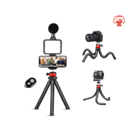 AY-49H Vlogging kit Telephone Tripod Fill Light Microphone Kit Vlog Live Streaming Kit Extending Tripod With Holder Flexible Tripod Kit for Live Streaming