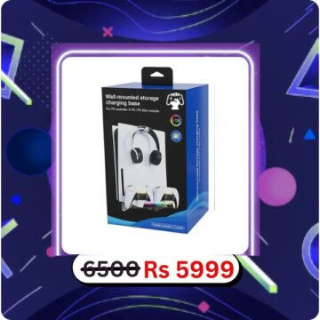 RGB Charger Wall Mount Holder Headset Hanger For PS5