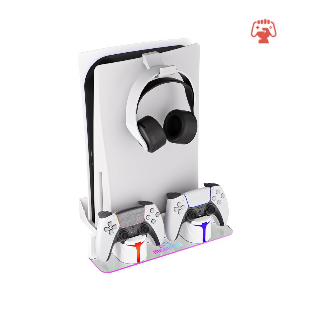 PS5 RGB Charger Wall Mount & Headset Holder - Image 2