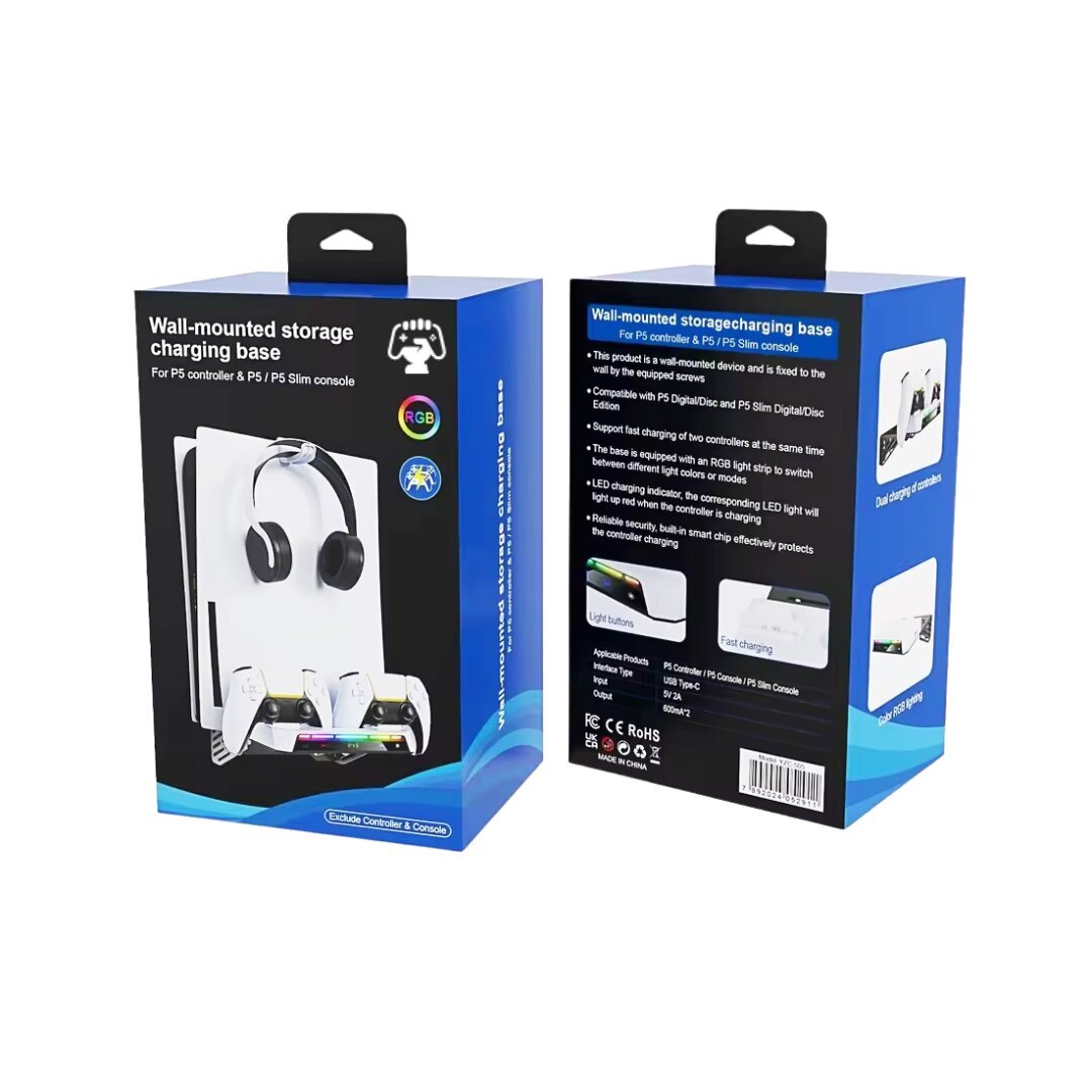 PS5 RGB Charger Wall Mount & Headset Holder - Image 3